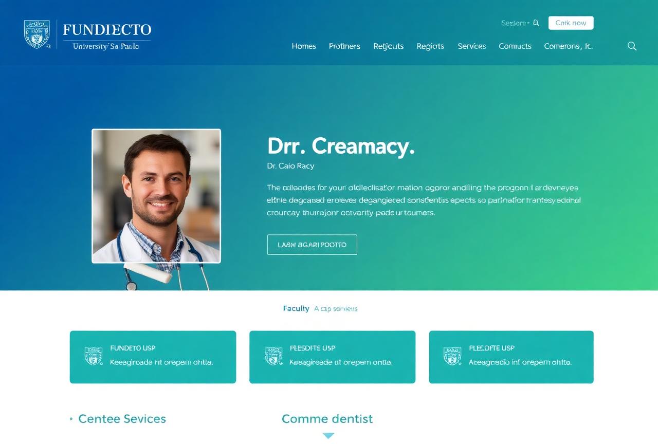 Perfil de professor do Dr. Caio Racy na Fundecto USP, referência em ensino de odontologia estética.